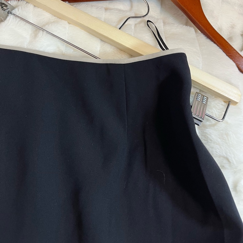 VTG Donna Gray 6 Black Taupe Trim Workwear Office Preppy City NYC Minimal Skirt